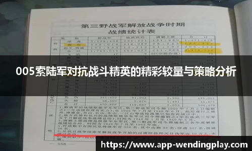 005索陆军对抗战斗精英的精彩较量与策略分析